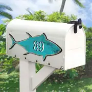 Tuna Fish Coastal House Number Sign by G. DeBrekht | Coastal Sea-Life Décor - MA