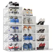 Fresh pair Shoe Boxes Set of 12, Clear Plastic Stackable Shoe Storage Organizer