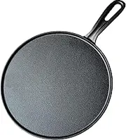 La Cuisine Crepe Tawa Pan for Roti Dosa Comale – Griddle Pizza Pan, Cast Iron Pre-Seasoned. 11 Inch (28cm) Dia. Oven Safe. PFOA and PTFE Free