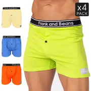 Mens Cotton Boxer Shorts 4 Mix Colour Pack - Frank and Beans Underwear