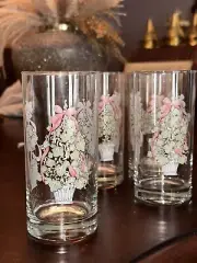 CORELLE CALLAWAY CHRISTMAS HOLIDAY TOPIARY CARDINAL TUMBLERS DRINKING GLASSES