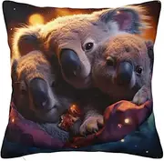 SSIULUS The Koala Family Double Sided Plush Pillowcase Decorative Sofa Pillow Cover, Print for Elegant Home Décor