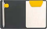 LHiDS Magnetic Business Portfolio Resume Padfolio Organizer, A6 Folder with Clipboard, Paper Clip, Writing Pad, Card Holder, Magnetic Closure for Interview, School and More, Classic Yellow