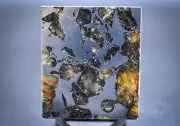 Real Meteorite Seymchan, Pallasite Slice, Polished Etched Slice