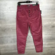 Fashion Nova Women’s Size 9/29 Corduroy Skinny Pants Button Fly Red NEW