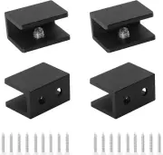 Litoexpe 8Pcs Square Adjustable Frameless Glass Shelf Bracket Holder, Black Heav