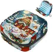 Sanitary Napkin Storage Bag,Period Bag,Santa Claus Snowman Reindeer,Sanitary Bags for Feminine Products