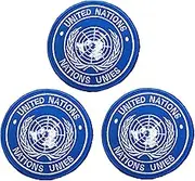 3 Pack United Nations UN Flag Patch Embroidered Iron On Sew On Patch - Emblem Tactical Military Morale Funny Patches Badges Appliques with Fastener Hook and Loop Backing