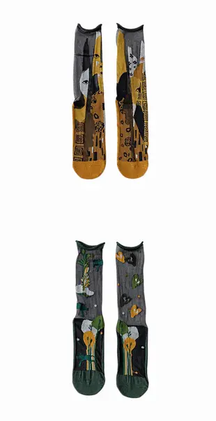 OT SHOP [現貨] 襪子 透膚絲襪 玻璃襪 中筒襪 撞色 捲邊襪口 刺繡圖案 M1144 (3折)