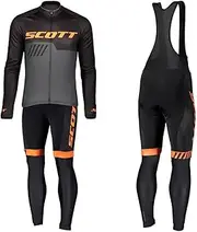 [Moxilyn] Cycling Clothing Set Long Sleeve Cycling Suit for Men with Padded Silicone 20D Windproof Drying for MTB Cycling Outdoor Running