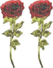 AKOOSY 2Pcs Sequin Rose Patches Creative DIY Applique Sew Patches for Clothing Bags and Accessories Durable Cloth Material for Unique Fashion Designs