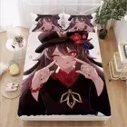 Anime Genshin Impact Hu tao Cosplay Flano/Milk Silk Bedsheet 1.5*2m Beddings