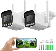 Security Cameras for Home/Outdoor/Indoor 2K 2.4G WiFi Surveillance Camera Waterproof with Ai Motion Detection Color Night Vision, 2-Way Audio Multiple Recording Modes Powered by USB