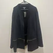Autograph Jacket Faux Suede Zip.Berry Bold And Beige. Navy Size 26