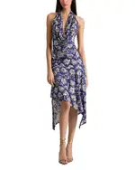 Alice and Olivia Dani Draped Cowl Neck Asymmetric Dress