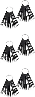 6 Sets Wearing Nail Art Tips Fan Shape Nail Polish Plates Black Nail Display Wheel Smooth Surface Easy to Carry Practice Charts