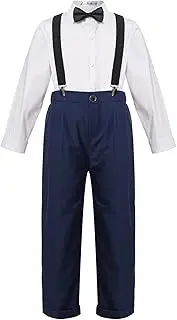 [iiniim] Toddler Baby Boys 4 Piece Gentleman Tuxedo Suit Bowtie Shirts Sets Wedding Formal Dressy Outfit Set