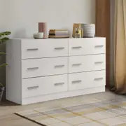 6 Drawer Cabinet Lowboy Dresser (White)
