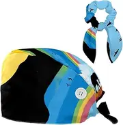 [CWAGFEQZ] Scrub Caps Women,Scrub Hats Suitable for Women,Giraffe and Elephants Inafrica