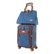 *Samantha Brown Vintage 2-Piece Tweed Luggage Set - Blue