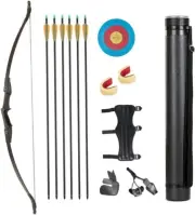 Archery 57" Takedown Recurve Bow and Arrow Set Long Bow Kit with 6pcs Fiberglass
