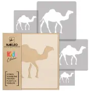 5x reusable PLASTIC Stencils 34x34cm to 9x9cm Nursery Template / DROMEDARY CAMEL