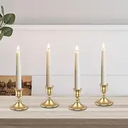 6Pcs Candlestick Holders, Vintage Metal Taper Candle Holders, Black/Gold Candle Holder Set, Decorative Candlestick Stand Nonslip Candle Stick Holder for Wedding Dinning Party (Gold)