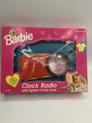 Open Box Barbie Clock Radio with Lighted Clock Face. BE-300