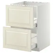 METOD / MAXIMERA base cab f sink+2 fronts/2 drawers, white/Bodbyn off-white, 60x60x80 cm