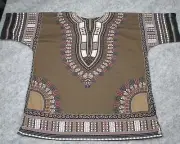 Dashiki T-Shirt Mens Multicolor African Hippie Short Sleeve Cotton V-Neck Tribal