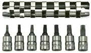 Teng M1408TX - Torx Socket Set 1/4" Drive 7 Piece On Rail
