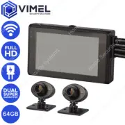 Vimel Dual Motorbike Security 64GB WIFI Camera Hardwired Kit Super Capacitor