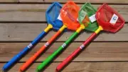 Joy Fish Bait Well Net 8" X 6" Hoop 16" Plastic Handle Floating Assorted Colors