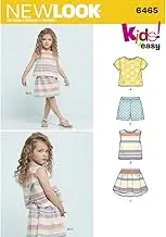 NewLook 6465 Children's Sewing Pattern Easy Top, Skirt and Shorts, Size 3-4-5-6-7-8