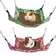 Small Animal Hammock with Rattan Mat, 2-Piece Set, for Guinea Pig, Chinchilla, Ferret, Squirrel