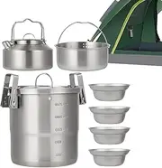 Backpacking Cookware,Pot Bowls Set | Lightweight Survival Gear for Adults Backpacking Outdoor Travel Lawn Picnic Backyard Hiking