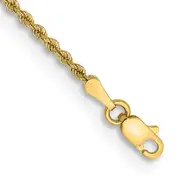 14k Yellow Gold 9 inch 2mm Regular Rope with Lobster Clasp Anklet