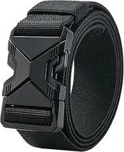 [LALAASHHOP] Tactical Belt, Elastic Stretch Military Web Belt with Heavy Duty Quick Release Buckle for Waist Size Below 48" [130cm L x 3.8cm W]