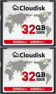 Pack of 2 Compact Flash Card 32GB 300X CF 2.0 Card Performance for DSLR Camera,V