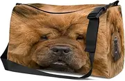 Leather Sport Gym Bag Chow Chow Portrait Weekender Bag for Women and Men Carry On Bag Chow Travel Duffel Bag, Colored, S