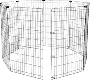 Amazon Basics Foldable Metal Pet Dog Exercise Fence Pen - 152 x 152 x 107 centimeters, Black