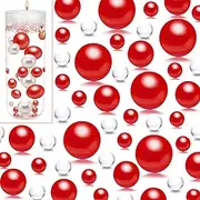 [UDU] 10000 Pcs Vase Filler Water Beads and 200 Pcs Floating Beads, Floating Pearls for Centerpieces Vases, No Hole Mixed Sizes Water Beads for Vases for Home Party Wedding Decor, 8/14/20 mm (Red)