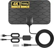 TV Antenna - Digital TV Antenna, Antenna for Smart TV,360°Reception, Support 4K 1080p Smart Television, with Amplified Signal Booster, 16.5ft Coaxial HDTV Cable, Portable HD TV Antenna Indoor