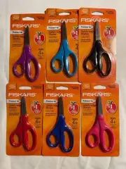 6 Pack of Fiskars Blunt Tip Safety Edge Kids School Scissors Different colors.
