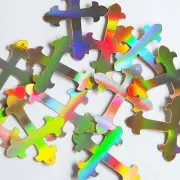 Sequin Fleurie Cross 1.5" Gold Lazersheen Reflective Metallic. Made in USA