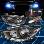 Fit 2013-2016 Mazda CX5 Black/Clear Projector Headlight Lamps w/LED Kit+Cool Fan (for: Mazda)