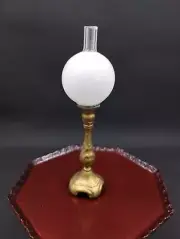 VTG Dollhouse Miniature Victorian Tall Brass Glass Globe Table Lamp 1:12