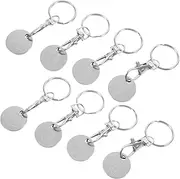 [COMNESTBI] 8pcs Stainless Steel Trolley Token Keychain Fit Shopping Cart Tokens Portable Keyring Sleek Design for Convenient Shopping Trips Compatible with Various Carts