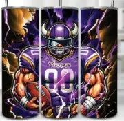 MINNESOTA VIKINGS THEME 20oz Skinny Insulated Tumbler Lid Straw