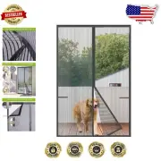 Self-Sealing Magnetic Screen Door - Tear-Resistant Mesh, Grey 38" x 88"